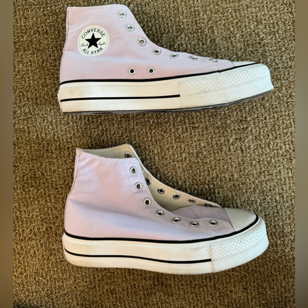 Purple platform high top converse